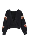 Hazel Blues® |  Sequin Football Patch Open Back Sweatshirt