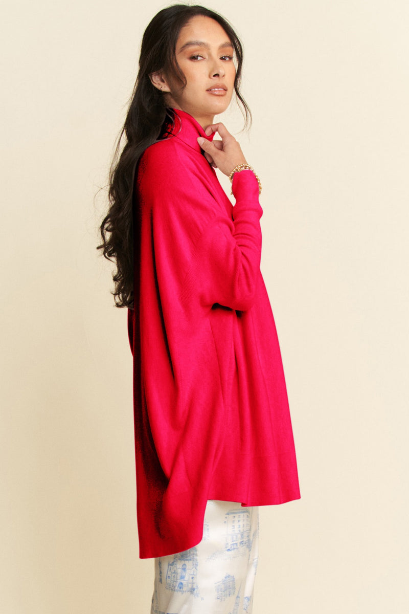 Hazel Blues® |  Davi & Dani High-Low Turtleneck Long Sleeve Knit Top