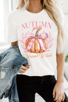 Hazel Blues® |  White Autumn Girly Thanksgiving Bowknot Pumpkin Graphic T Shirt