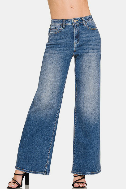 Hazel Blues® |  Zenana High Rise Wide Leg Jeans with Pockets