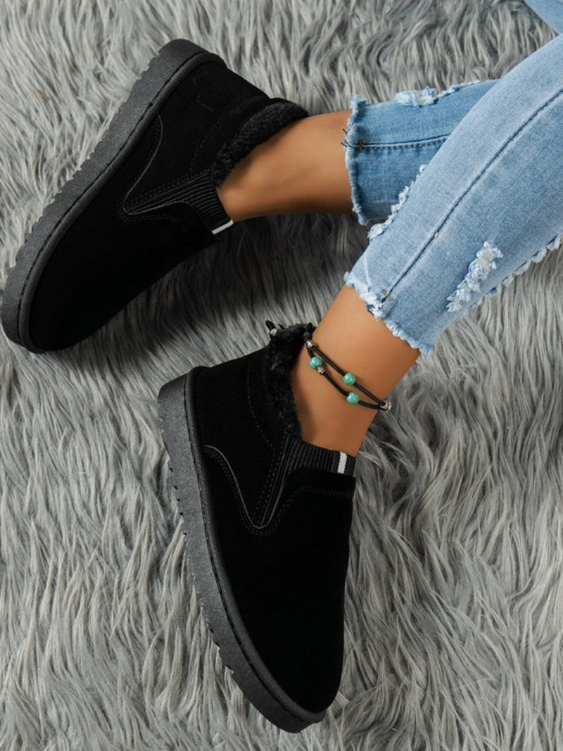 Hazel Blues® |  Faux Fur Suede Round Toe Booties