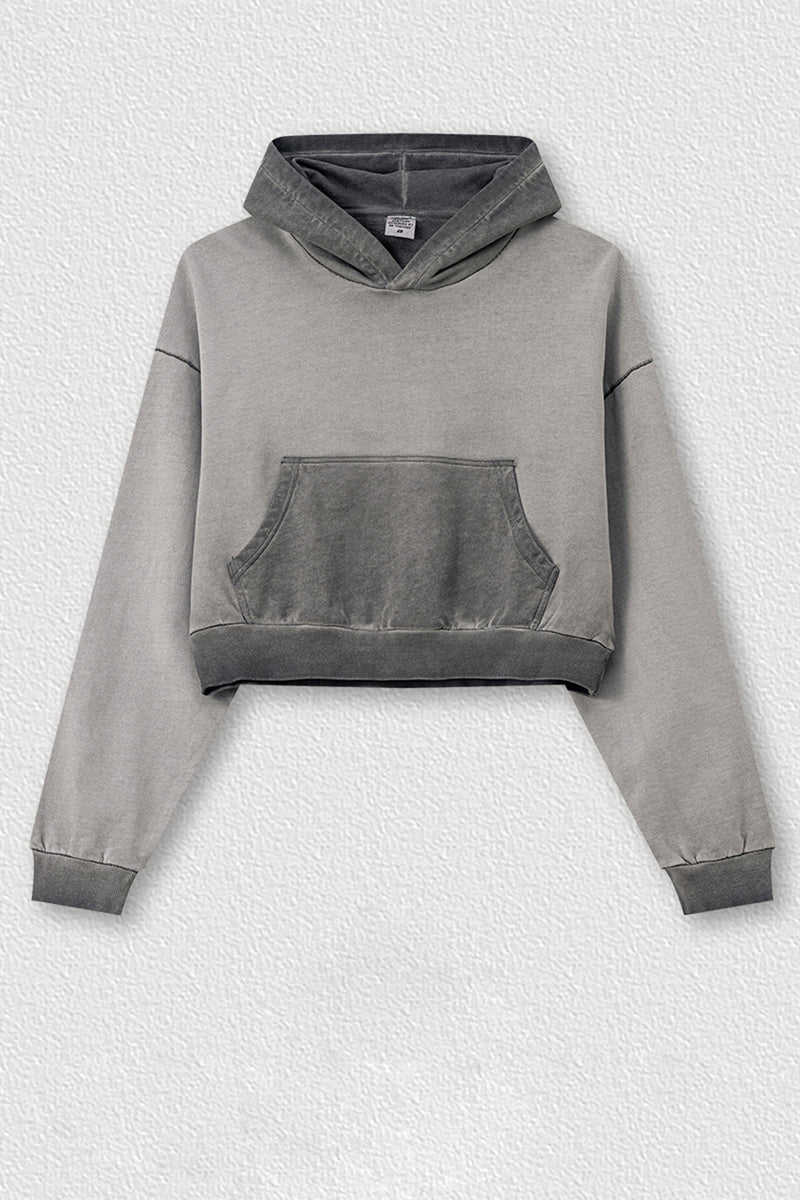 Hazel Blues® |  Basic Bae Kangaroo Pocket Long Sleeve Cropped Hoodie