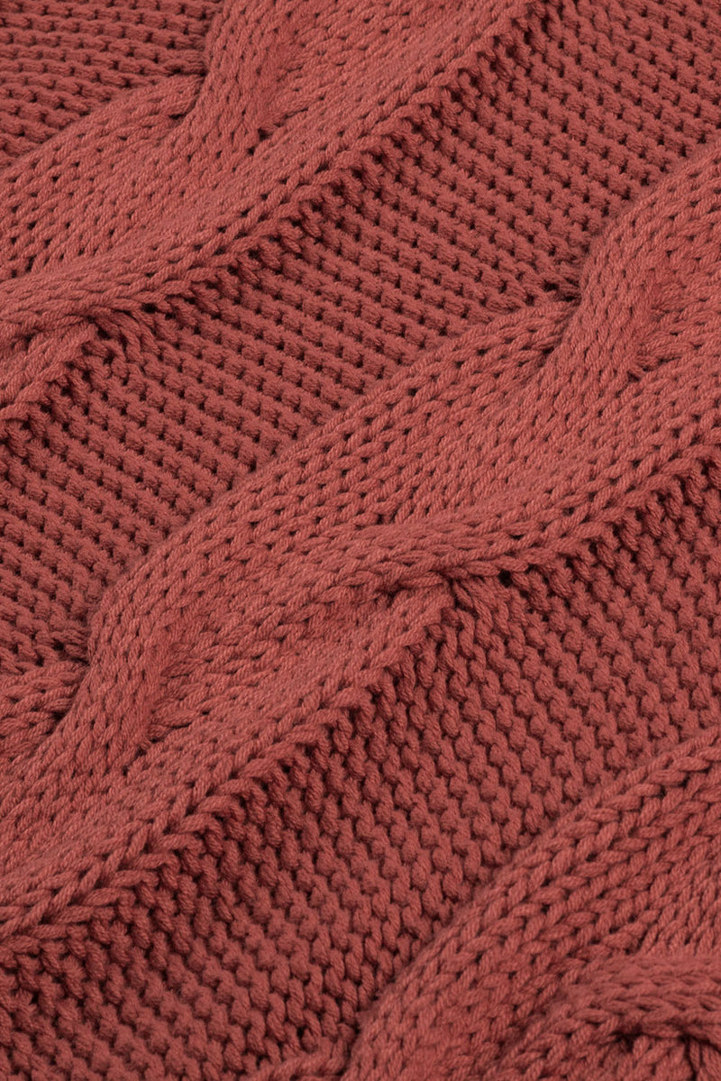 Hazel Blues® |  Cable-Knit Turtleneck Dropped Shoulder Sweater