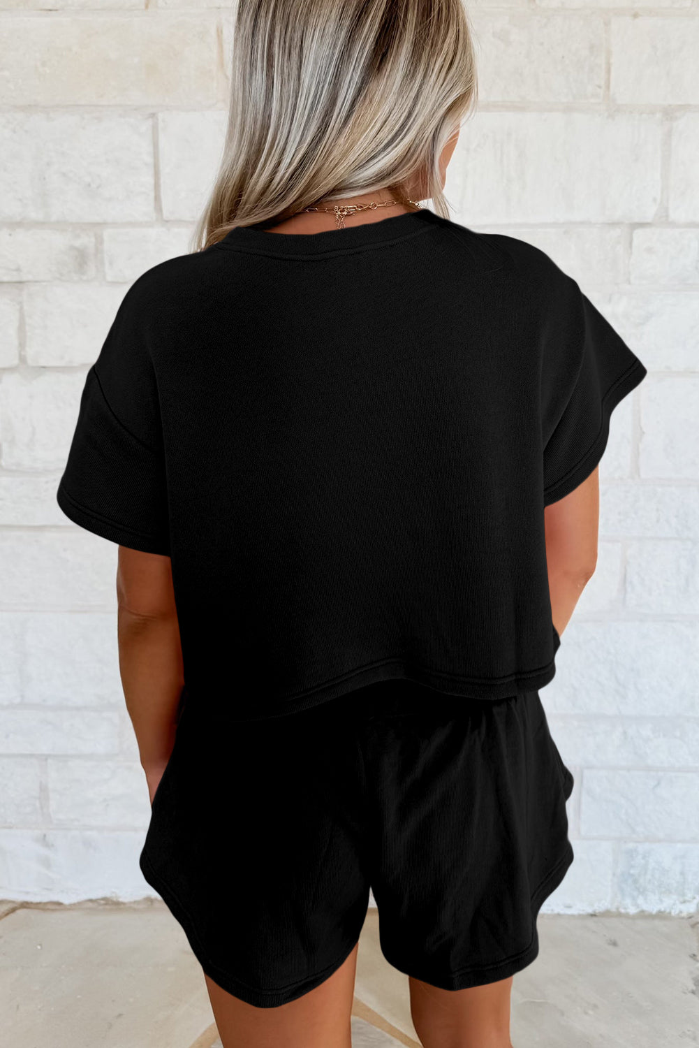 Two-Piece Cropped Tee And Ruffle High Waist Skort Set - Design A