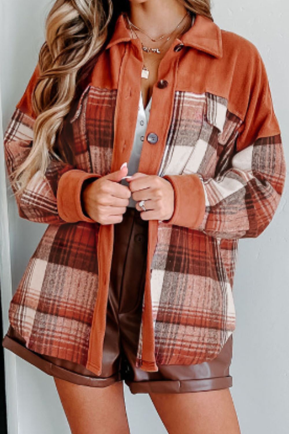 Hazel Blues® |  Plaid Button Up Long Sleeve Jacket