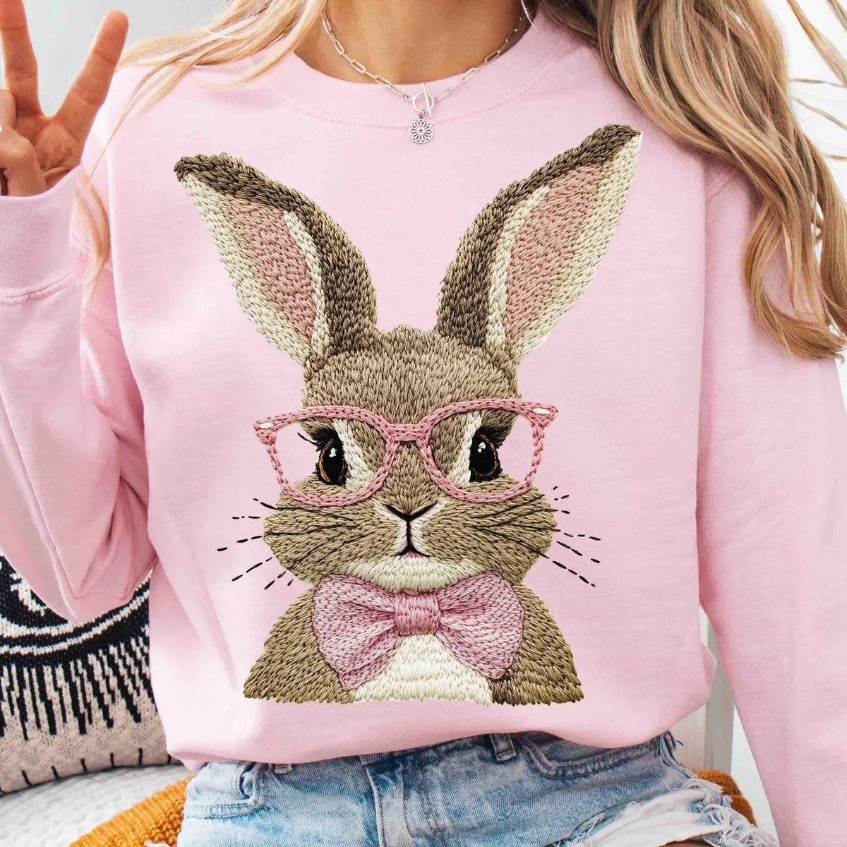 One Smart Bunny Graphic Sweatshirt in Three Colors