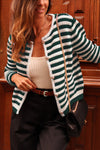 Hazel Blues® |  Striped Button Up Long Sleeve Cardigan