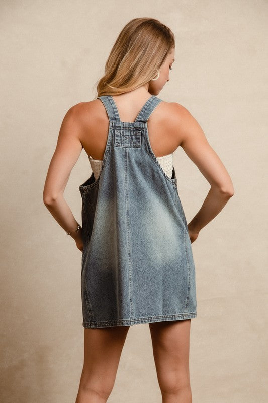 Hazel Blues® |  BiBi Washed Adjustable Strap Denim Overall Dress