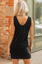 Hazel Blues® |  Beige Corduroy Sleeveless Mini Dress With Patched Pockets