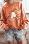 Hazel Blues® |  Orange BOO HAW Ghost Halloween Print Drop Sleeve Sweatshirt