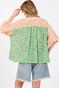 Hazel Blues® |  SAGE + FIG Color Block Bubble Sleeve Top