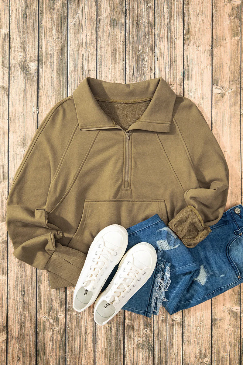 Hazel Blues® |  Half Zip Long Sleeve Sweatshirt