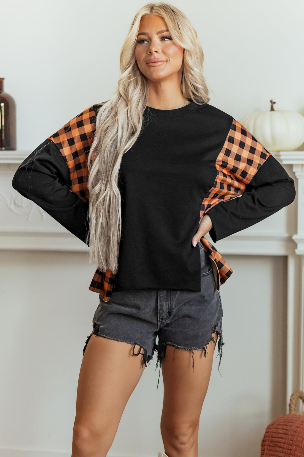 Pumpkin Darling Plaid Top