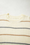 Hazel Blues® |  Multicolour Striped Ribbed Edge Drop Shoulder Sweater