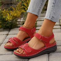 Hazel Blues® |  PU Leather Wedge Buckle Sandals