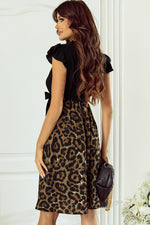 Hazel Blues® |  Tied Ruffled Leopard Cap Sleeve Dress