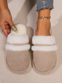 Hazel Blues® |  Contrast Faux Fur Round Toe Slippers