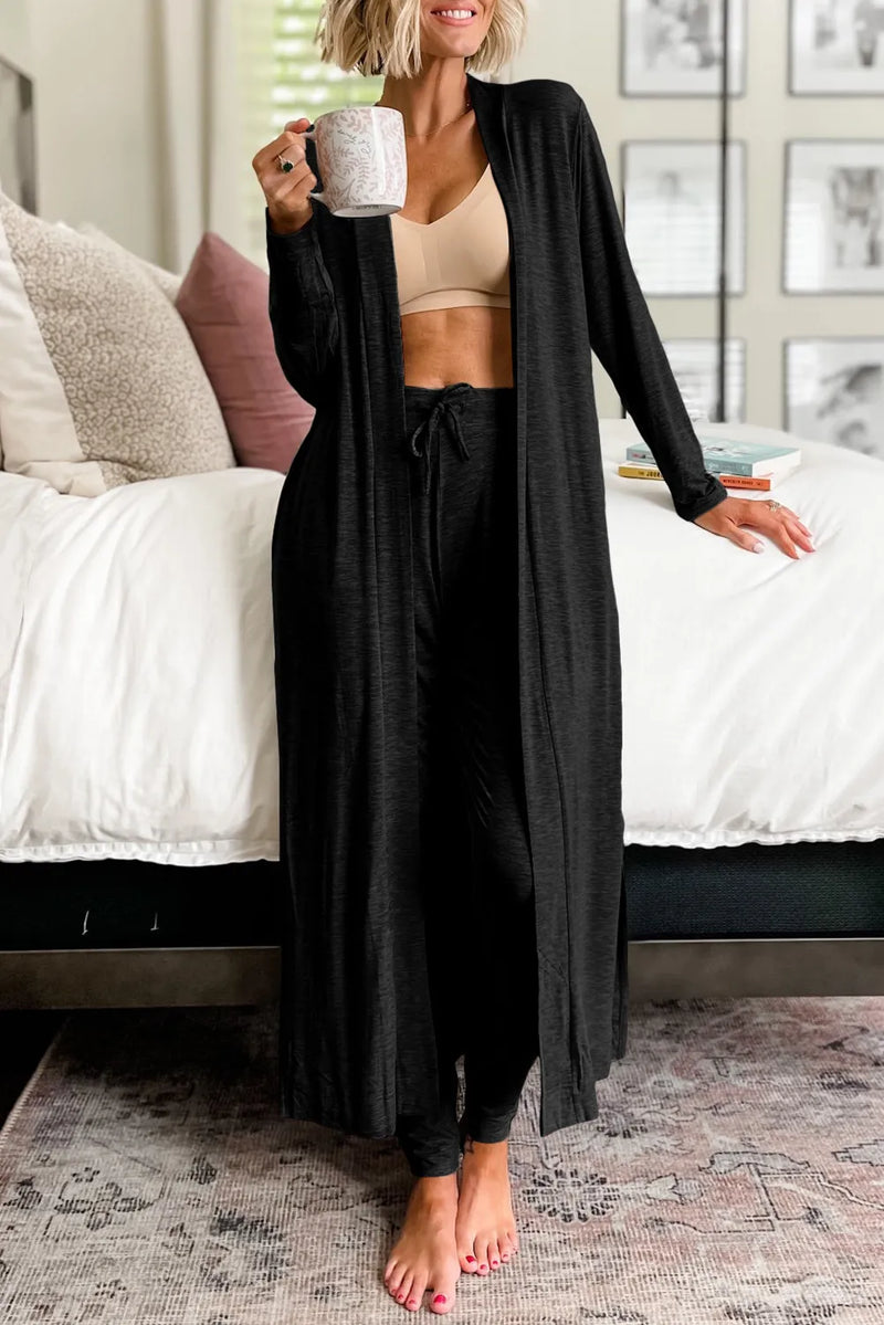 Hazel Blues® |  Open Front Long Sleeve Cardigan and Pants Lounge Set