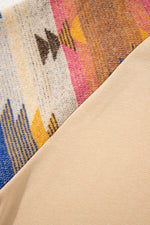 Hazel Blues® |  Light French Beige Aztec Patchwork Raglan Pullover Sweatshirt