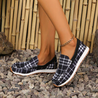 Hazel Blues® |  Plaid Round Toe Slip-Ons