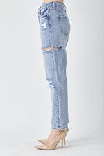Hazel Blues® |  RISEN Distressed Slim Cropped Jeans