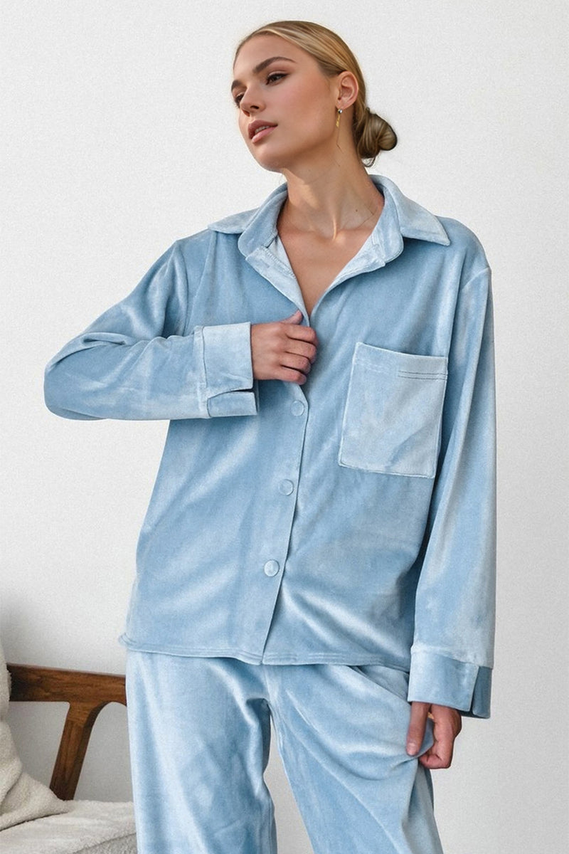 Hazel Blues® |  Basic Bae Buttery-Soft Collared Neck Button Up Top and Pants Set