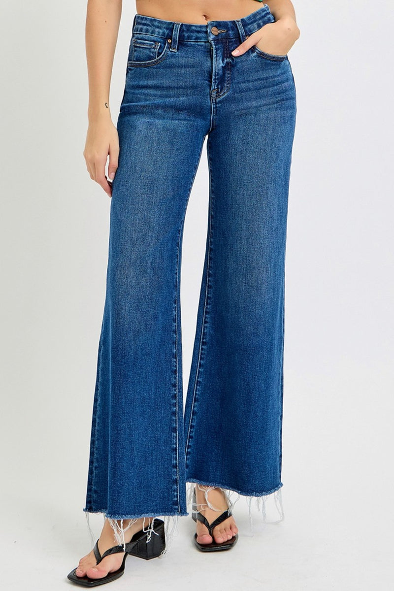 Hazel Blues® |  RISEN Tummy Control High Rise Wide Leg Jeans