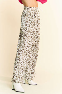 Hazel Blues® |  Davi & Dani Drawstring Leopard Wide Leg Pants