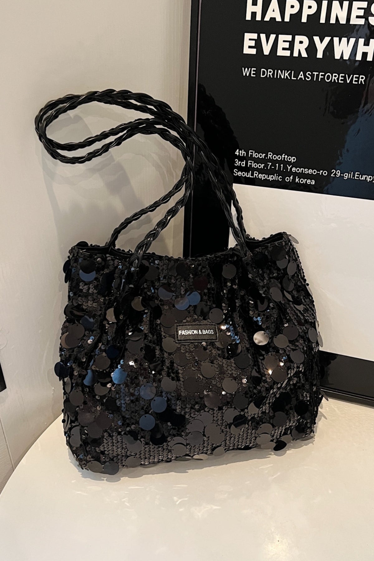 Hazel Blues® |  Sequin Braided Strap Shoulder Bag