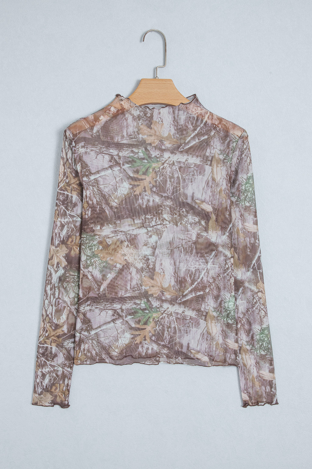 Eloise Noelle Gray Floral Mesh Mock-Neck Top