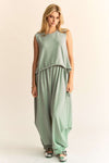 Hazel Blues® |  Davi & Dani Drawstring Hem Round Neck Tank and Pants Set