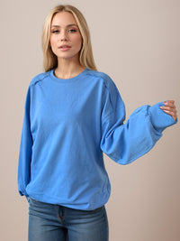 Hazel Blues® |  Exposed Seam Round Neck Long Sleeve Sweatshirt