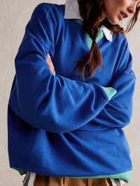 Hazel Blues® |  Contrast Dropped Shoulder Long Sleeve Sweatshirt