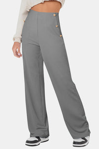 Hazel Blues® |  Decorative Button High Rise Pants