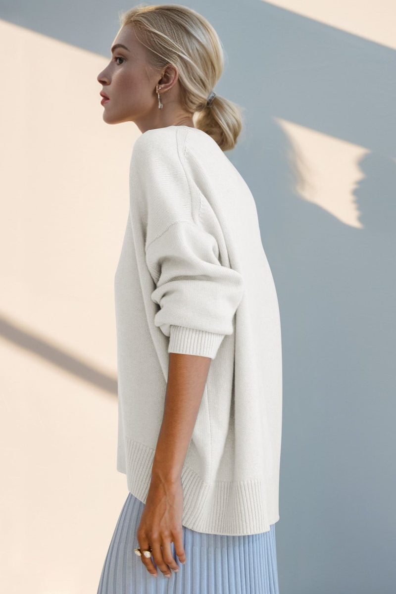 Hazel Blues® |  Basic Bae Round Neck Dropped Shoulder Sweater