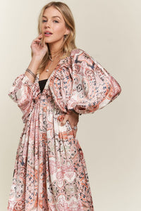 Hazel Blues® |  ADORA Printed V-Neck Batwing Sleeve Dress