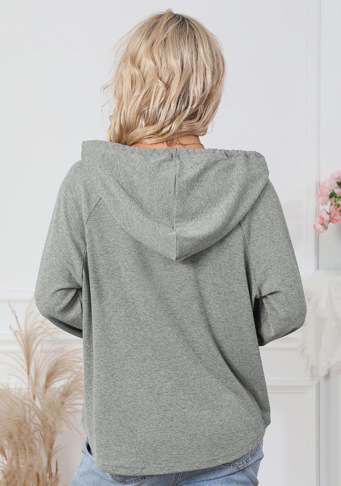 Hazel Blues® |  Drawstring Quarter Snap Long Sleeve Hoodie