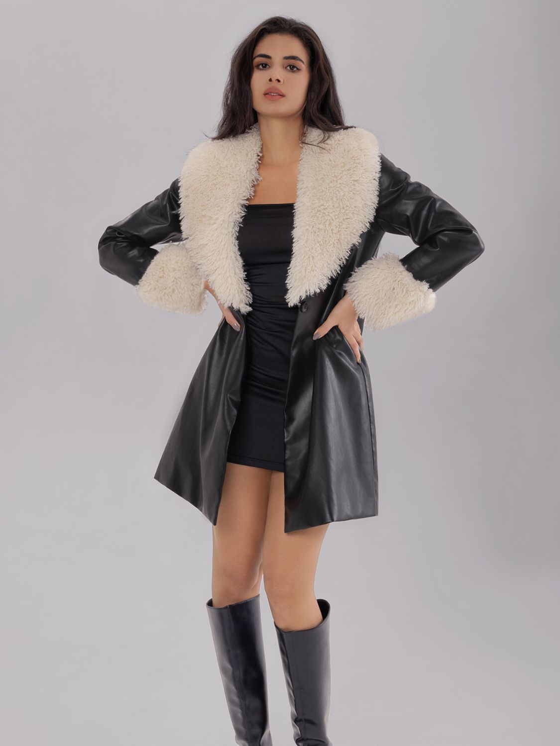 Hazel Blues® |  Fuzzy Long Sleeve Longline Coat