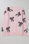 Hazel Blues® |  Bow Pattern Round Neck Loose Fit Sweater