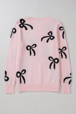 Hazel Blues® |  Bow Pattern Round Neck Loose Fit Sweater