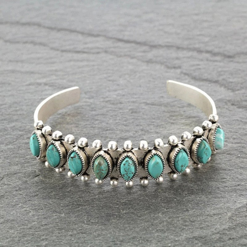 Hazel Blues® |  Artificial Turquoise Alloy Open Bracelet