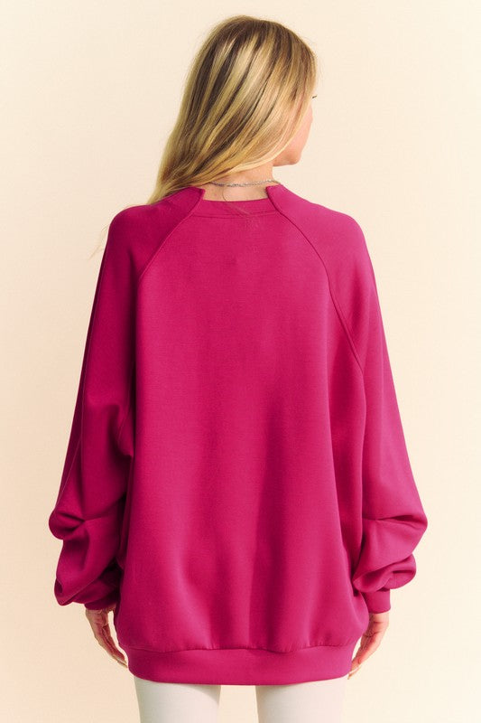 Hazel Blues® |  Davi & Dani Round Neck Raglan Sleeve Sweatshirt