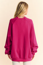 Hazel Blues® |  Davi & Dani Round Neck Raglan Sleeve Sweatshirt