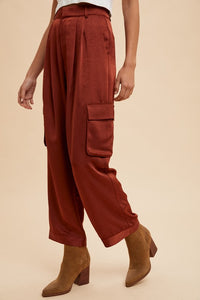 Hazel Blues® |  Annie Wear Wide Leg Cargo Satin Pants