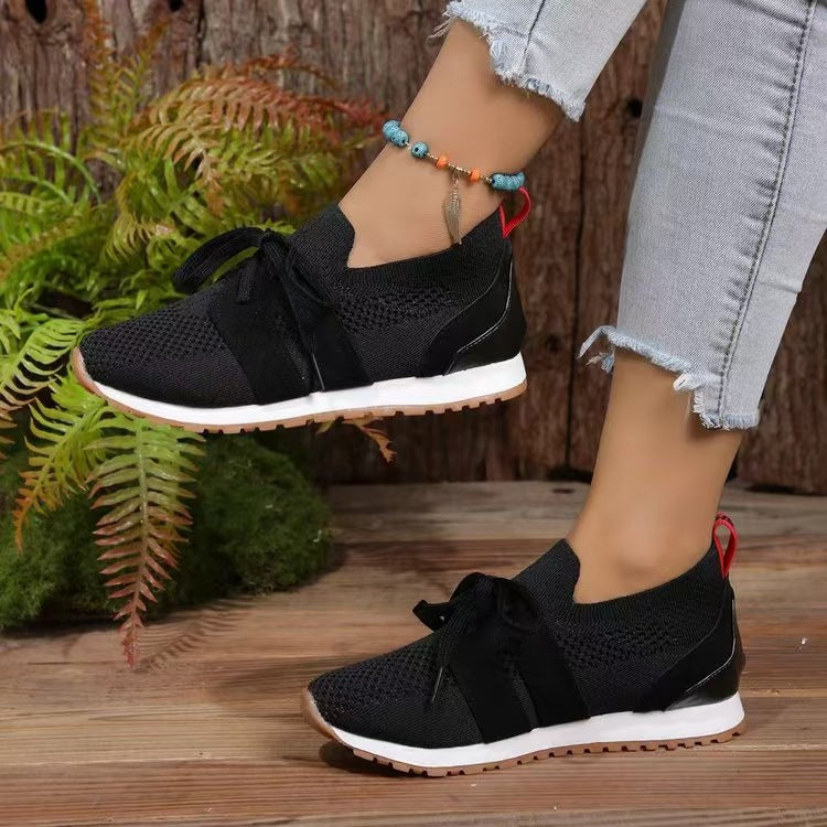 Lace Up Round Toe Woven Athletic