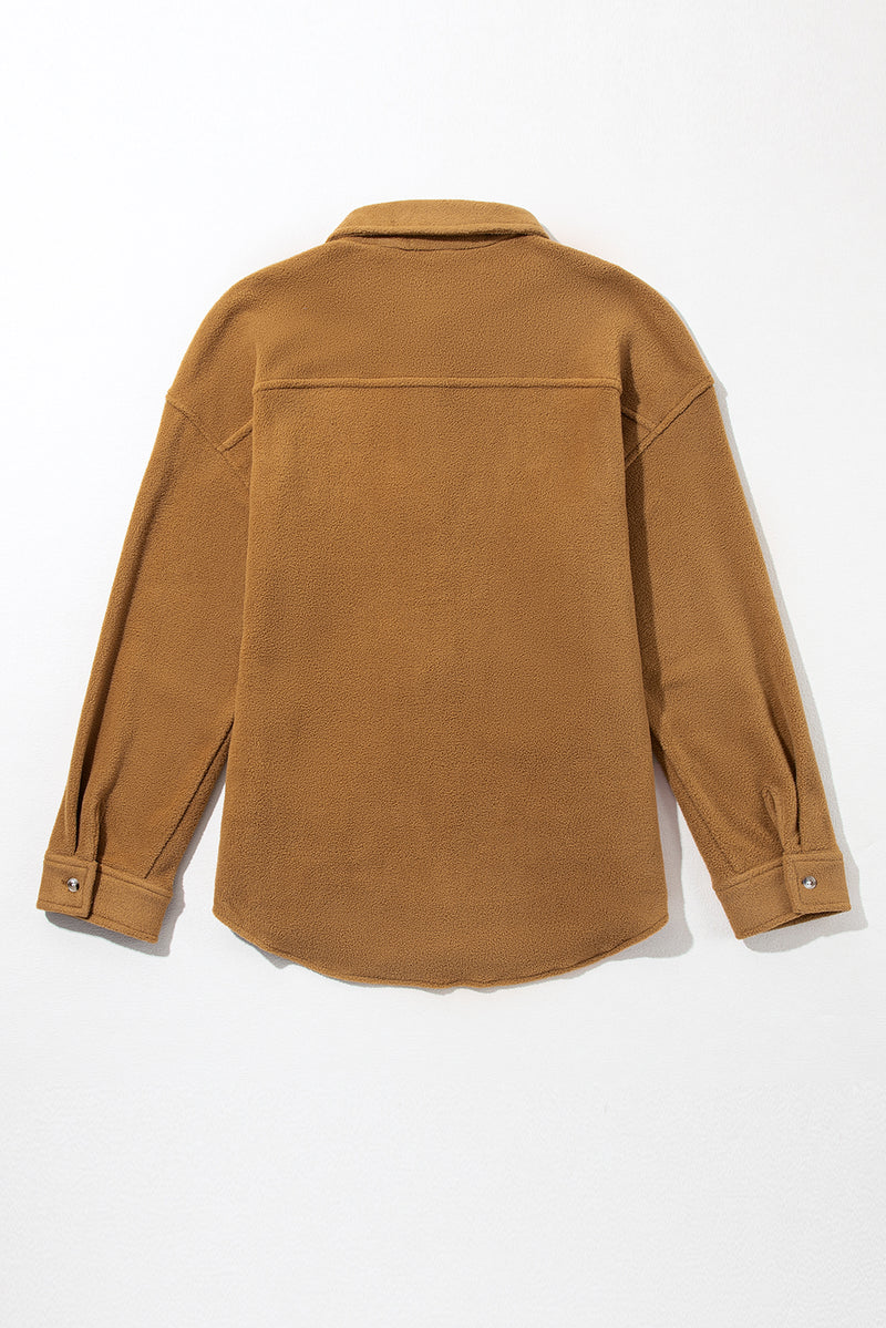 Hazel Blues® |  Collared Neck Long Sleeve Fleece Shacket