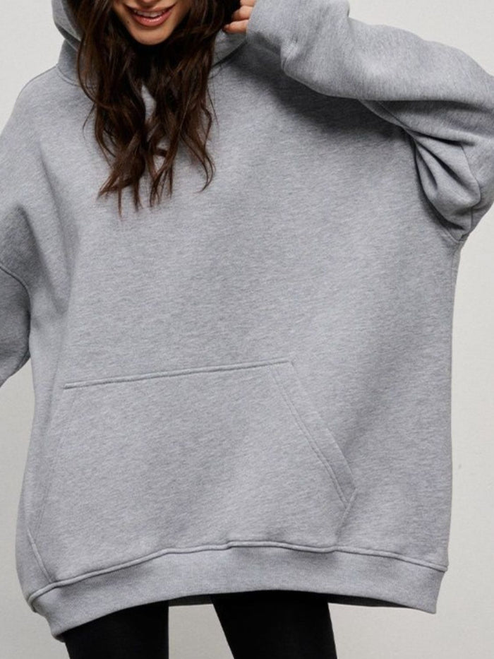 Hazel Blues® |  Pocketed Dropped Shoulder Long Sleeve Hoodie