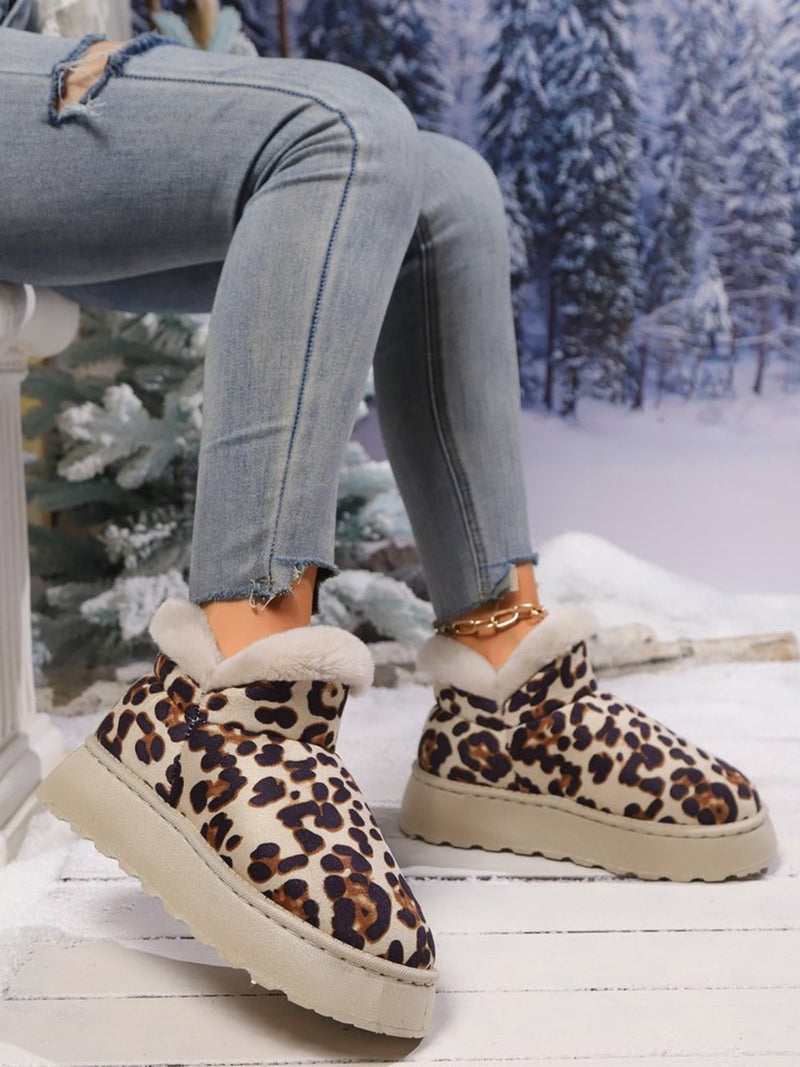 Hazel Blues® |  Thermal Leopard Round Toe Platform Boots