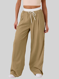 Hazel Blues® |  Contrast Waistband Drawstring Wide Leg Pants