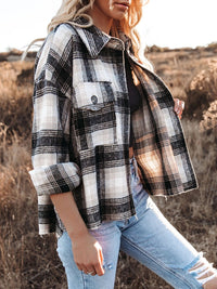 Hazel Blues® |  Pocketed Plaid Button Down Long Sleeve Shacket